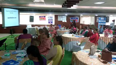 Participants watching presentation at Injection Safety training (Punjab, 2019)
