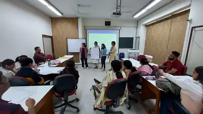 Classroom group exercise at nutrition capacity building workshop