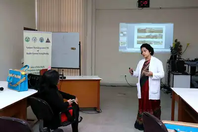 Faculty presenting slides to participants in training room at 2nd NWHSS 2016, PGIMER Chandigarh