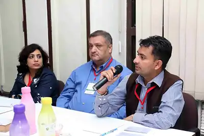 Participants listening, one speaking into microphone at 2nd NWHSS 2016, PGIMER Chandigarh