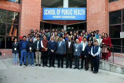 Group photograph of 3rd NWHSS participants outside the School of Public Health, PGIMER Chandigarh