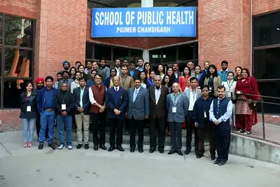 Group photograph of 3rd NWHSS participants outside the School of Public Health, PGIMER Chandigarh