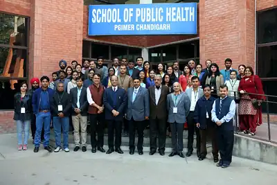 Group photograph of 3rd NWHSS participants outside the School of Public Health, PGIMER Chandigarh