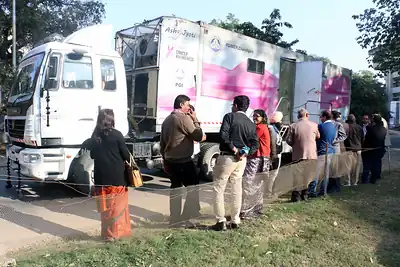 Participants on a field visit to a health facility or mobile unit during NWHSS 2017