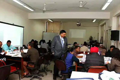 Participants in a group-work session during the NWHSS 2017 workshop at PGIMER Chandigarh