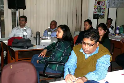 Participants in a group-work session during the NWHSS 2017 workshop at PGIMER Chandigarh