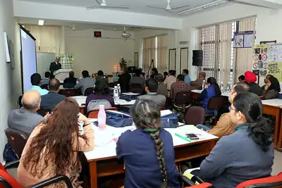 Participants in a group-work session during the NWHSS 2017 workshop at PGIMER Chandigarh