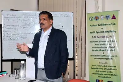Speaker presenting at the National Workshop on Health Systems Strengthening, PGIMER Chandigarh, 2017