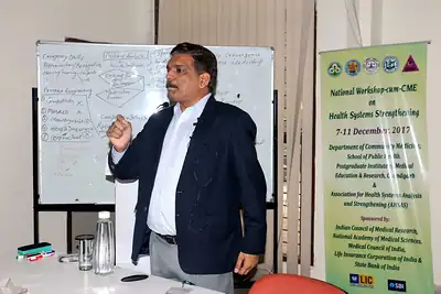 Speaker presenting at the National Workshop on Health Systems Strengthening, PGIMER Chandigarh, 2017