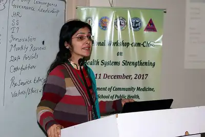 Speaker presenting at the National Workshop on Health Systems Strengthening, PGIMER Chandigarh, 2017