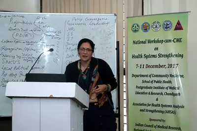 Speaker presenting at the National Workshop on Health Systems Strengthening, PGIMER Chandigarh, 2017