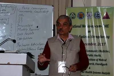 Speaker presenting at the National Workshop on Health Systems Strengthening, PGIMER Chandigarh, 2017