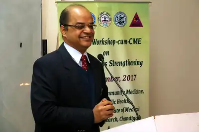 Speaker presenting at the National Workshop on Health Systems Strengthening, PGIMER Chandigarh, 2017
