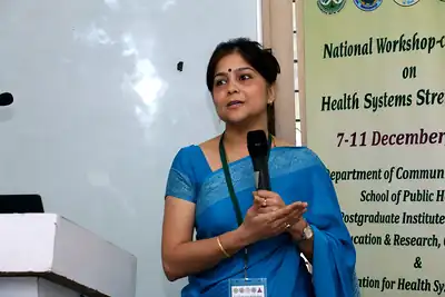 Speaker presenting at the National Workshop on Health Systems Strengthening, PGIMER Chandigarh, 2017