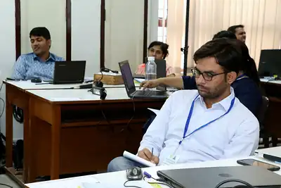 Participants working on laptops during GIS training, 5th NWHSS GIS for public health, PGIMER 2019