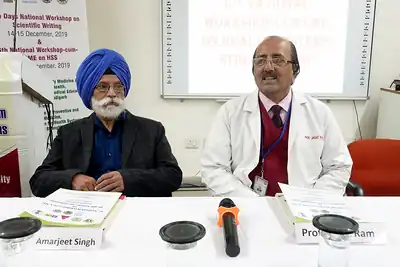 Dignitaries seated at the dais, 6th NWHSS with Scientific Writing workshop, PGIMER Dec 2019